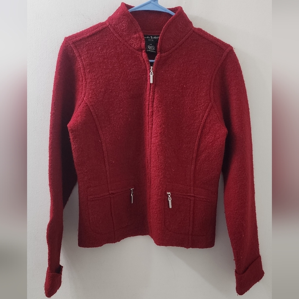 Alexandra Bartlett omen's Red Wool Jacket,‎ Size Small Petite.